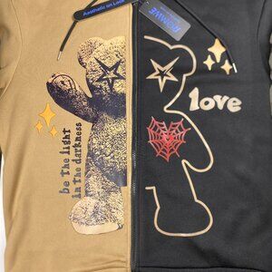ROMWE Hoodie (Beige/Black w/ Stars)